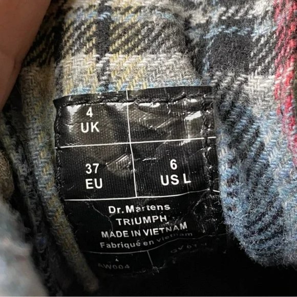 Doc Martens Gray Green Boots Size 6 US Womens Triumph 1914 Fold Over Plaid - Picture 8 of 16